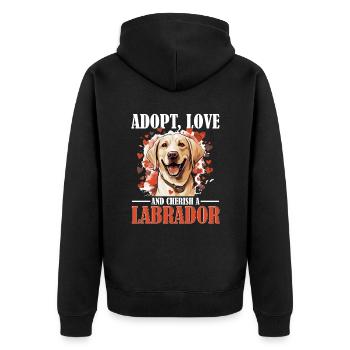 Labrador Retriever Dog Breed Pet - Adopt love - Unisex Premium Organic Zip Hoodie - black - Back - Nico (187cm)