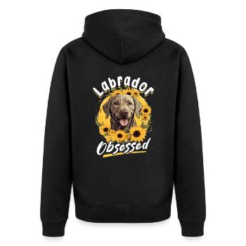 Labrador Retriever Dog Breed Pet Labrador Obsessed - Unisex Premium Bio Zip Hoodie - Schwarz - Hinten - Nico (187cm)