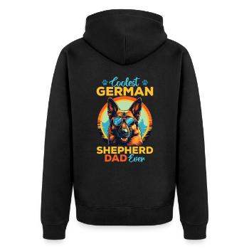 Dog Breed Coolest German Shepherd Dad Ever - Unisex Premium Bio Zip Hoodie - Schwarz - Hinten - Nico (187cm)