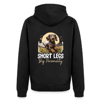 Dachshund wiener sausage dog Short legs - Unisex Premium Bio Zip Hoodie - Schwarz - Hinten - Nico (187cm)