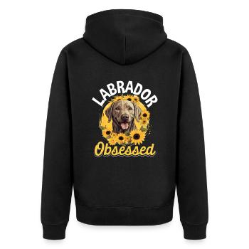 Labrador Retriever Dog Breed Pet Labrador Obsessed - Unisex Premium Bio Zip Hoodie - Schwarz - Hinten - Nico (187cm)