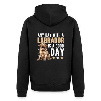 Labrador Retriever Dog Breed Pet - Unisex Premium Organic Zip Hoodie - black - Back - Nico (187cm)