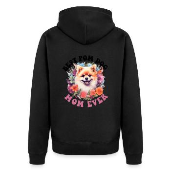 Pomeranian Pom Dog Pom-Pom - Best Pom Dog Mom ever - Unisex Premium Bio Zip Hoodie - Schwarz - Hinten - Nico (187cm)