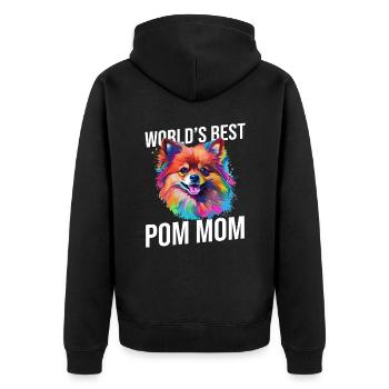 Pomeranian Pom Dog Pom-Pom - World's Best Pom Mom - Unisex Premium Bio Zip Hoodie - Schwarz - Hinten - Nico (187cm)