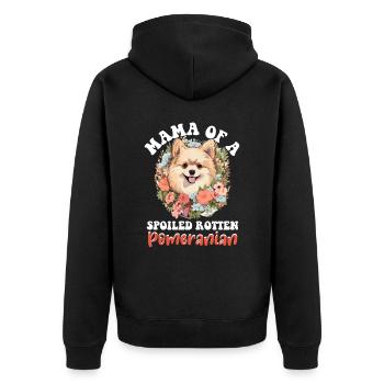 Pomeranian Pom Dog Pom-Pom - Mama of a Spoiled - Unisex Premium Bio Zip Hoodie - Schwarz - Hinten - Nico (187cm)