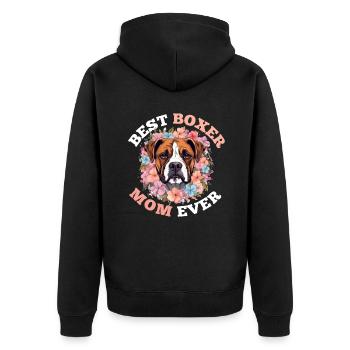 Boxer Dog Breed Pet - Best Boxer Mom ever - Unisex Premium Organic Zip Hoodie - black - Back - Nico (187cm)