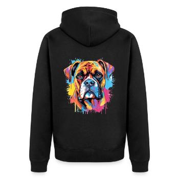 Boxer Dog Breed Pet - Pop Art Colorful - Unisex Premium Organic Zip Hoodie - black - Back - Nico (187cm)