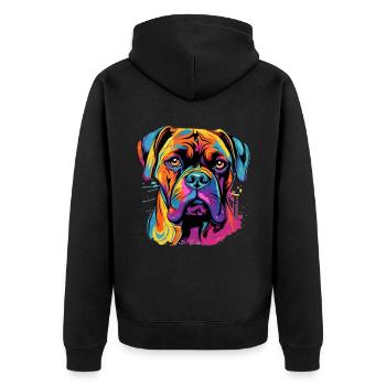 Boxer Dog Breed Pet - Pop Art Colorful - Unisex Premium Organic Zip Hoodie - black - Back - Nico (187cm)