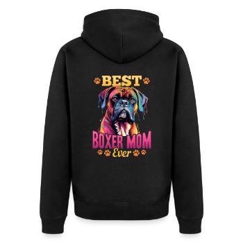 Boxer Dog Breed Pet - Best Boxer Mom ever - Unisex Premium Organic Zip Hoodie - black - Back - Nico (187cm)