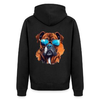 Boxer chien de race animal de compagnie avec lunettes de soleil - Veste à capuche bio Premium Unisexe - noir - Dos - Nico (187cm)