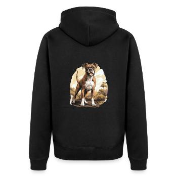 Boxer Dog Breed Pet - Cute Graphic - Unisex Premium Organic Zip Hoodie - black - Back - Nico (187cm)