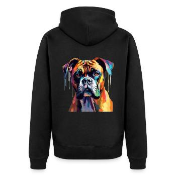 Boxer Dog Breed Pet - Pop Art Colorful - Unisex Premium Organic Zip Hoodie - black - Back - Nico (187cm)