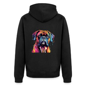 Boxer Dog Breed Pet - Pop Art Colorful - Unisex Premium Organic Zip Hoodie - black - Back - Nico (187cm)