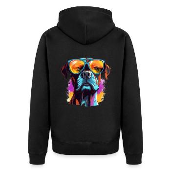 Boxer Dog Breed Pet Sunflowers Pop Art Colorful - Unisex Premium Bio Zip Hoodie - Schwarz - Hinten - Nico (187cm)