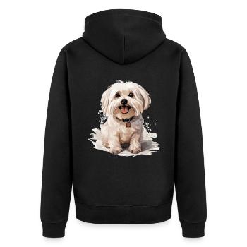 Maltese Dog Breed Pet Cute Graphic - Unisex Premium Bio Zip Hoodie - Schwarz - Hinten - Nico (187cm)