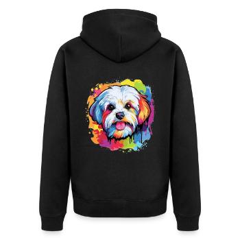 Maltese Dog Breed Pet Pop Art - Unisex Premium Organic Zip Hoodie - black - Back - Nico (187cm)