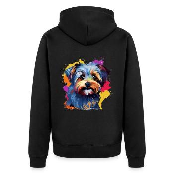 Morkie Dog Breed Pet Colorful Pop Art - Unisex Premium Organic Zip Hoodie - black - Back - Nico (187cm)