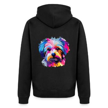 Morkie Dog Breed Pet Colorful Pop Art - Unisex Premium Organic Zip Hoodie - black - Back - Nico (187cm)