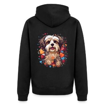 Morkie Dog Breed Pet Cute Graphic with Hearts - Unisex Premium Organic Zip Hoodie - black - Back - Nico (187cm)