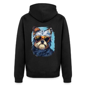 Morkie Dog Breed Pet Cute Graphic with Sunglasses - Unisex Premium Organic Zip Hoodie - black - Back - Nico (187cm)