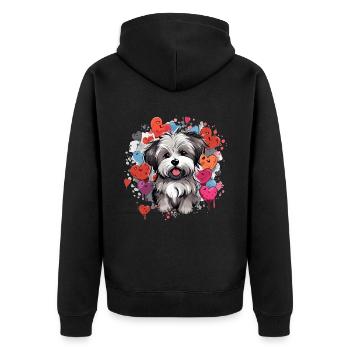 Morkie chien race animal mignon graphique avec des coeurs - Veste à capuche bio Premium Unisexe - noir - Dos - Nico (187cm)