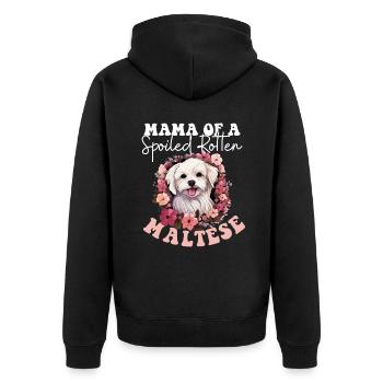 Maltese Dog Breed Pet Cute Graphic with Sunglasses - Unisex Premium Organic Zip Hoodie - black - Back - Nico (187cm)
