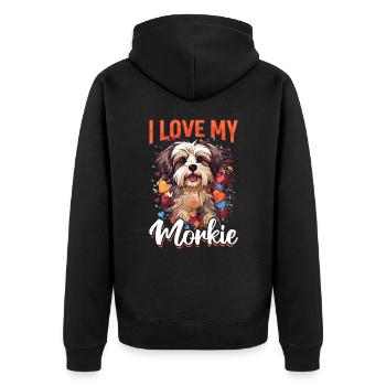 Morkie chien race animal de compagnie j’aime mon Morkie - Veste à capuche bio Premium Unisexe - noir - Dos - Nico (187cm)
