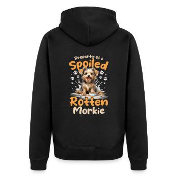 Morkie Dog Breed Pet Property of a spoiled rotten - Unisex Premium Organic Zip Hoodie - black - Back - Nico (187cm)