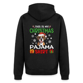 Boxer Dog Christmas Pajama Merry X-mas - Unisex Premium Bio Zip Hoodie - Schwarz - Hinten - Nico (187cm)
