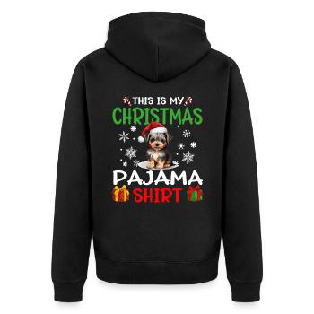 Yorkshire Terrier Yorkie Dog Christmas Pajama - Unisex Premium Bio Zip Hoodie - Schwarz - Hinten - Nico (187cm)