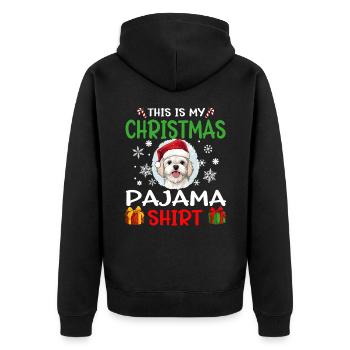 Maltese Dog Christmas Pajama Merry X-mas - Unisex Premium Bio Zip Hoodie - Schwarz - Hinten - Nico (187cm)
