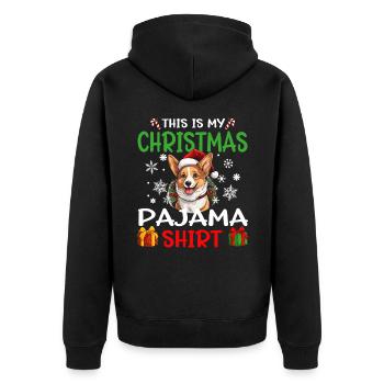 Welsh Corgi Pembroke Dog Christmas Pajama - Unisex Premium Bio Zip Hoodie - Schwarz - Hinten - Nico (187cm)