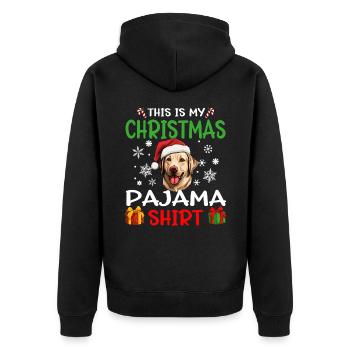 Labrador Retriever Dog Christmas Pajama - Unisex Premium Bio Zip Hoodie - Schwarz - Hinten - Nico (187cm)