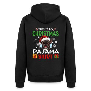 French Bulldog Frenchie Dog Christmas Pajama - Unisex Premium Bio Zip Hoodie - Schwarz - Hinten - Nico (187cm)