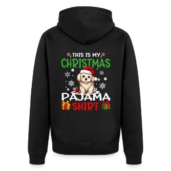 Maltese Dog Christmas Pajama Merry X-mas - Unisex Premium Bio Zip Hoodie - Schwarz - Hinten - Nico (187cm)