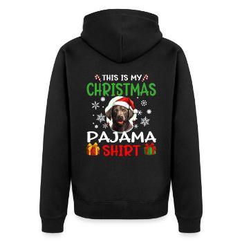 Labrador Retriever Dog Christmas Pajama - Unisex Premium Bio Zip Hoodie - Schwarz - Hinten - Nico (187cm)
