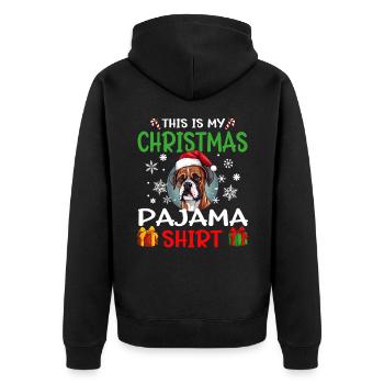 Boxer Dog Christmas Pajama Merry X-mas - Unisex Premium Bio Zip Hoodie - Schwarz - Hinten - Nico (187cm)