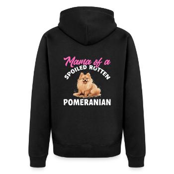 Pom Dog Pom-Pom - Mama of a Spoiled Rotten - Unisex Premium Organic Zip Hoodie - black - Back - Nico (187cm)