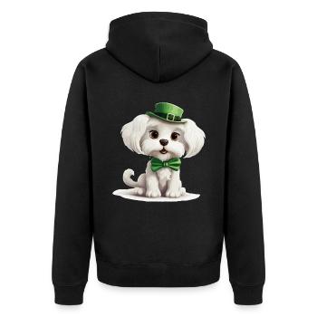 Chien maltais Fête de la Saint-Patrick Fête de la Saint-Patrick - Veste à capuche bio Premium Unisexe - noir - Dos - Nico (187cm)