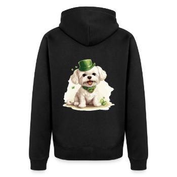 Chien maltais Fête de la Saint-Patrick Fête de la Saint-Patrick - Veste à capuche bio Premium Unisexe - noir - Dos - Nico (187cm)