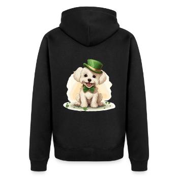 Chien maltais Fête de la Saint-Patrick Fête de la Saint-Patrick - Veste à capuche bio Premium Unisexe - noir - Dos - Nico (187cm)
