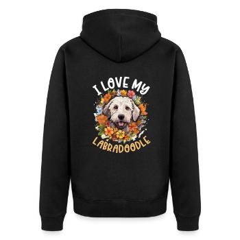 Labradoodle Dog Breed Pet I Love my Labradoodle - Unisex Premium Organic Zip Hoodie - black - Back - Nico (187cm)