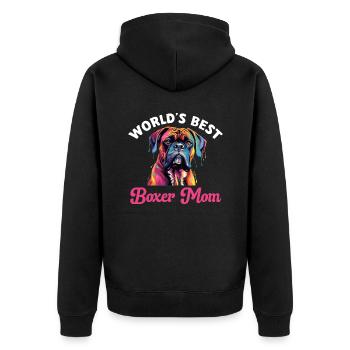 Boxer Dog Breed Pet - World's Best Boxer Mom - Unisex Premium Organic Zip Hoodie - black - Back - Nico (187cm)