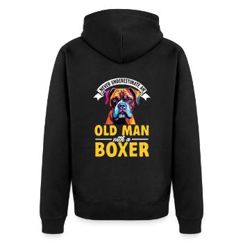 Boxer Dog Race Pet - Ne sous-estimez jamais un - Veste à capuche bio Premium Unisexe - noir - Dos - Nico (187cm)