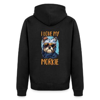 Morkie chien race animal de compagnie j’aime mon Morkie - Veste à capuche bio Premium Unisexe - noir - Dos - Nico (187cm)