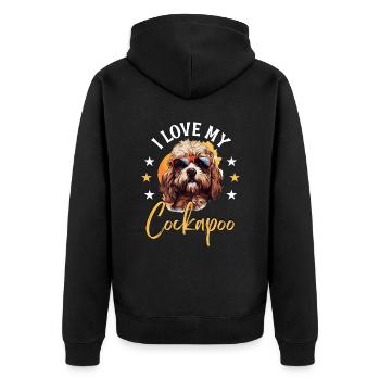 Cockapoo chien race animal de compagnie J’aime mon Cockapoo - Veste à capuche bio Premium Unisexe - noir - Dos - Nico (187cm)