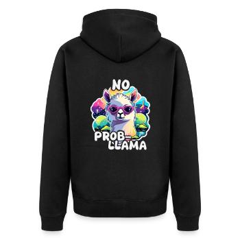 No Prob Llama - Lama Alpaga - Veste à capuche bio Premium Unisexe - noir - Dos - Nico (187cm)