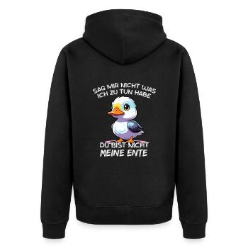 Du Bist Nicht Meine Ente - Unisex Premium Bio Zip Hoodie - Schwarz - Hinten - Nico (187cm)