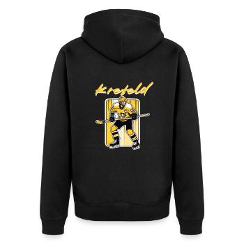 Krefeld Eishockey - Unisex Premium Bio Zip Hoodie - Schwarz - Hinten - Nico (187cm)