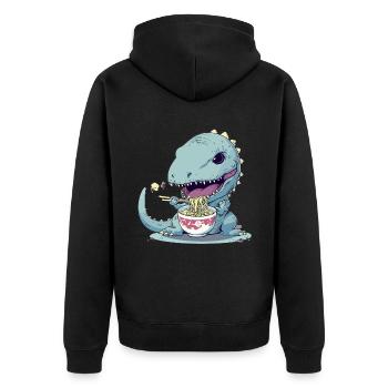 Goth Pastel Mignon Effrayant Kawaii T-Rex Manger Ramen - Veste à capuche bio Premium Unisexe - noir - Dos - Nico (187cm)